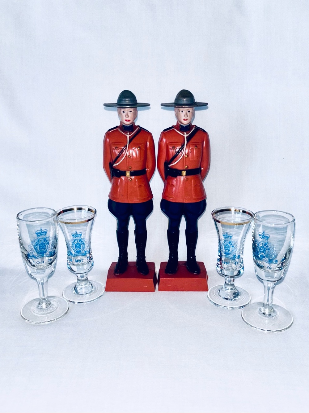 Vintage RCMP Lot Reliable Plastic Mountie  Figurine Liqueur Glass Buffalo Crest